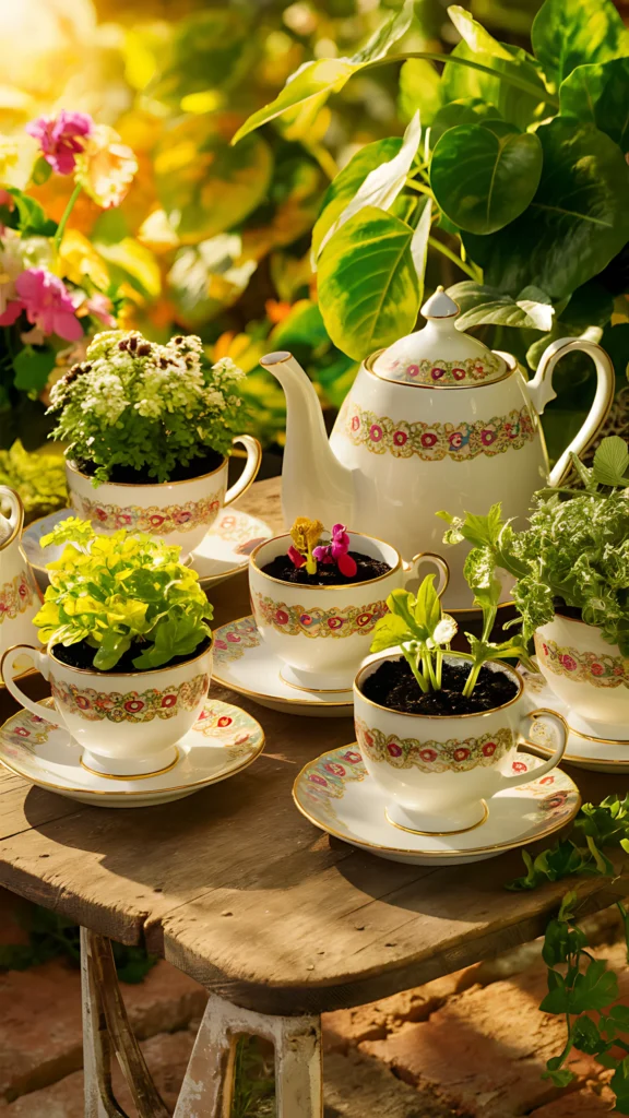 2. Vintage Tea Set Planters 1