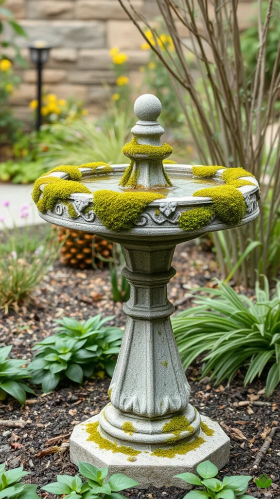 18. Serene Stone Birdbaths with Moss Accents Top 2024 Ideas