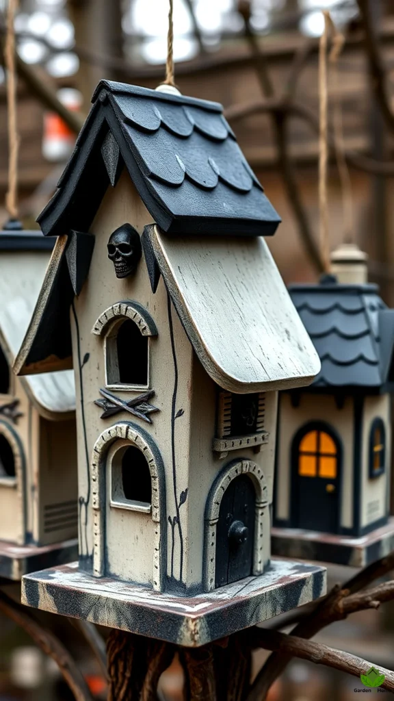 25. Haunted Birdhouse Village DIY Halloween 2024