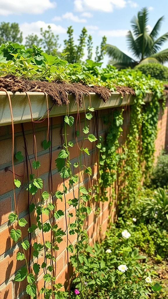 9. Hanging Gutter Trellis A Green Wall Idea for 2024