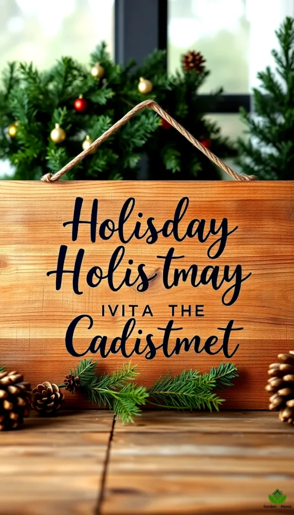 10. Rustic Wooden Signage with Holiday Quotes