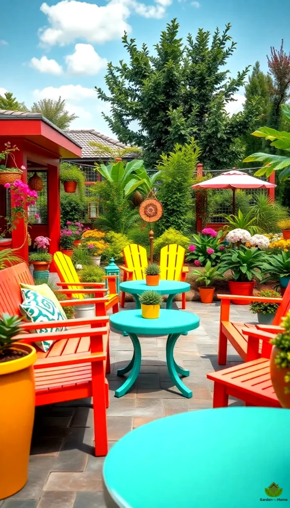 11. Go All In on Colorful Garden Furniture